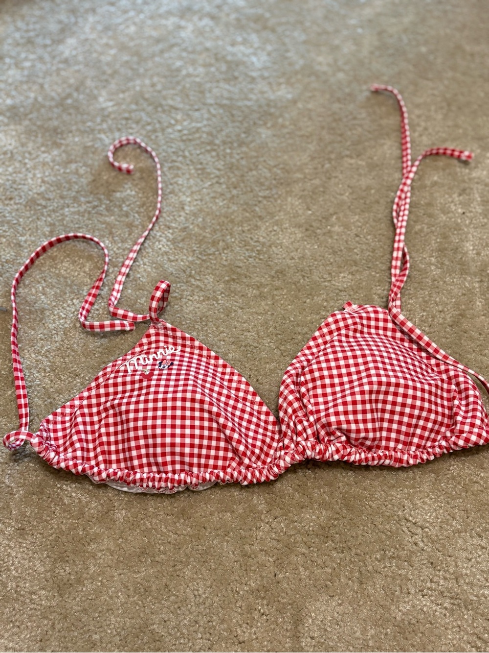 Women’s Red Gingham Triangle Bikini Top